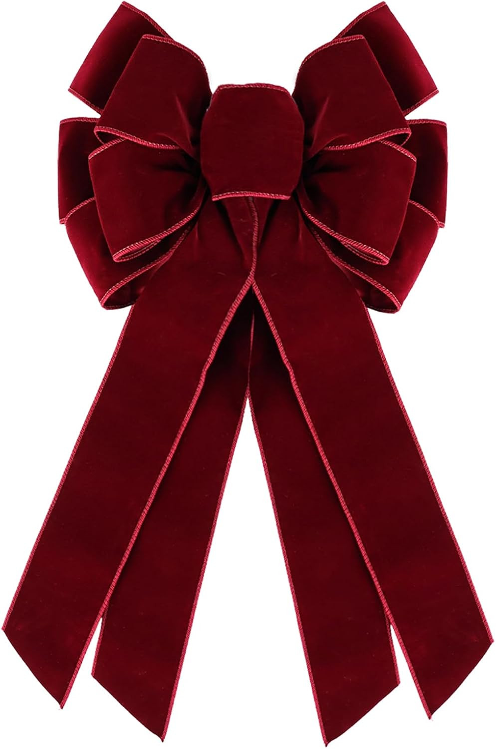 Large Burgundy Velvet Christmas Wreath Bow, 11 * 21" Xmas Premade Vintage Red Velvet Bow for Wreaths for Indoor Outdoor Tree Topper Door Garland Holiday Party Winter Decor | Amazon (US)