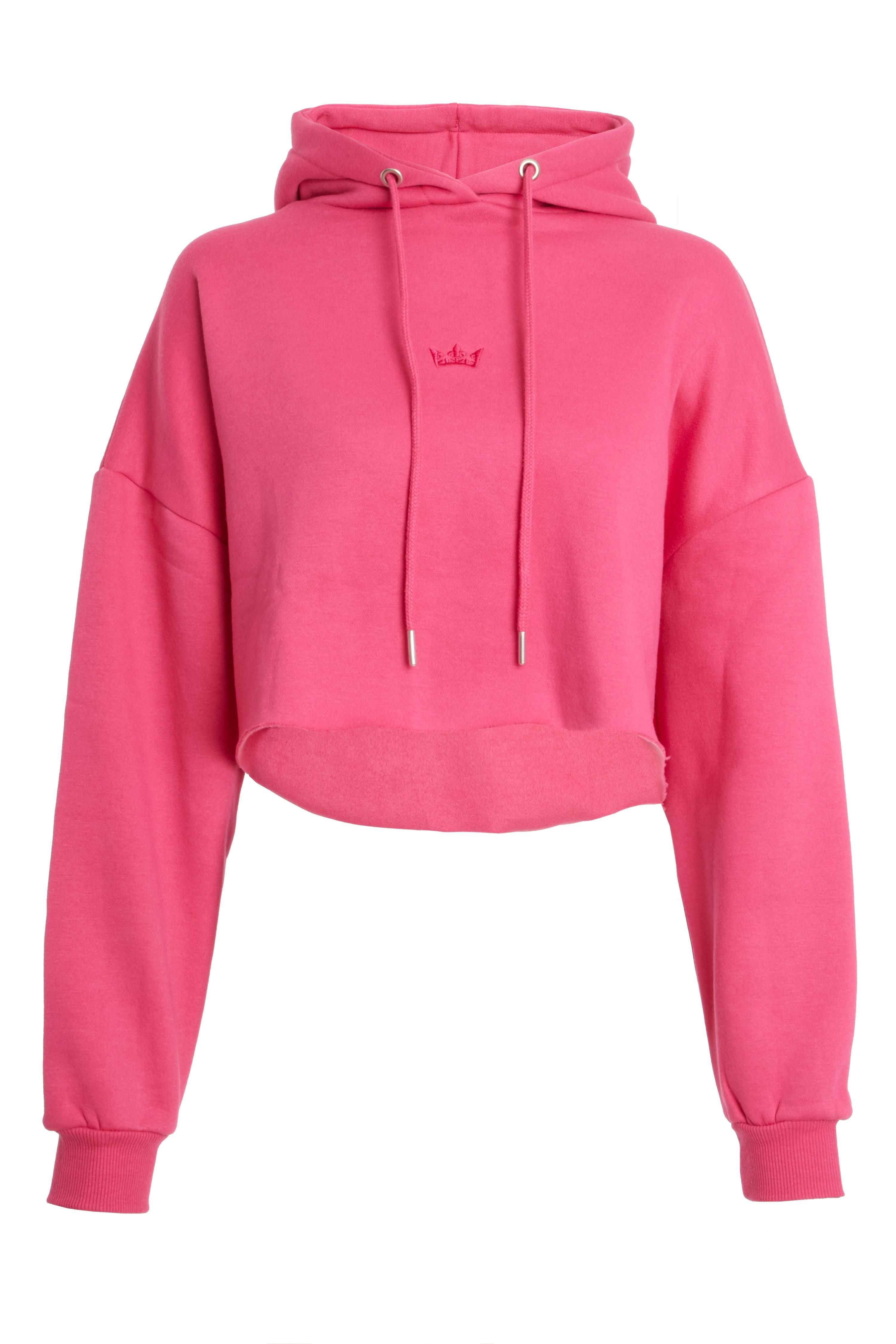 Pink Cropped Crown Hoodie | Quiz Clothing (UK)