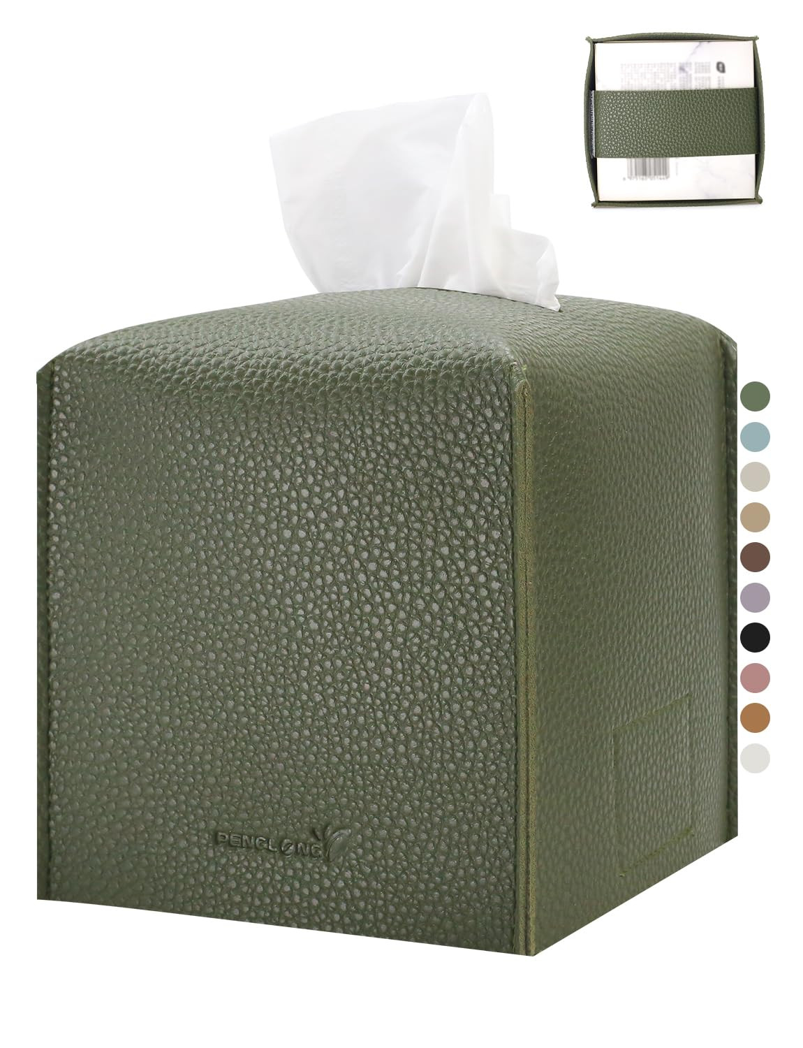Tissue Box Cover 5X5X5'' PU Leather Tissue Holder Square Tissue Cube Box Organizer for Bathroom V... | Amazon (US)