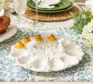 Floral Bunny Stoneware Deviled Egg Platter | Pottery Barn (US)