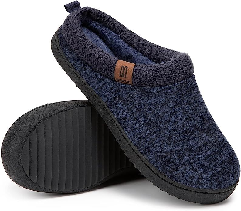 MERRIMAC Men's Comfy Wool Like Knit Memory Foam House Slippers with Sherpa Lining Home Bedroom Sh... | Amazon (US)