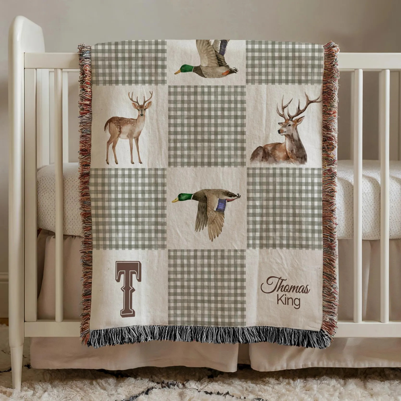 Personalized Hunting Baby Blanket Custom Name Deer and Duck Nursery Blanket Woodland Baby Boy Gift Rustic Cabin Decor Throw baby boy or girl | Etsy (Global)
