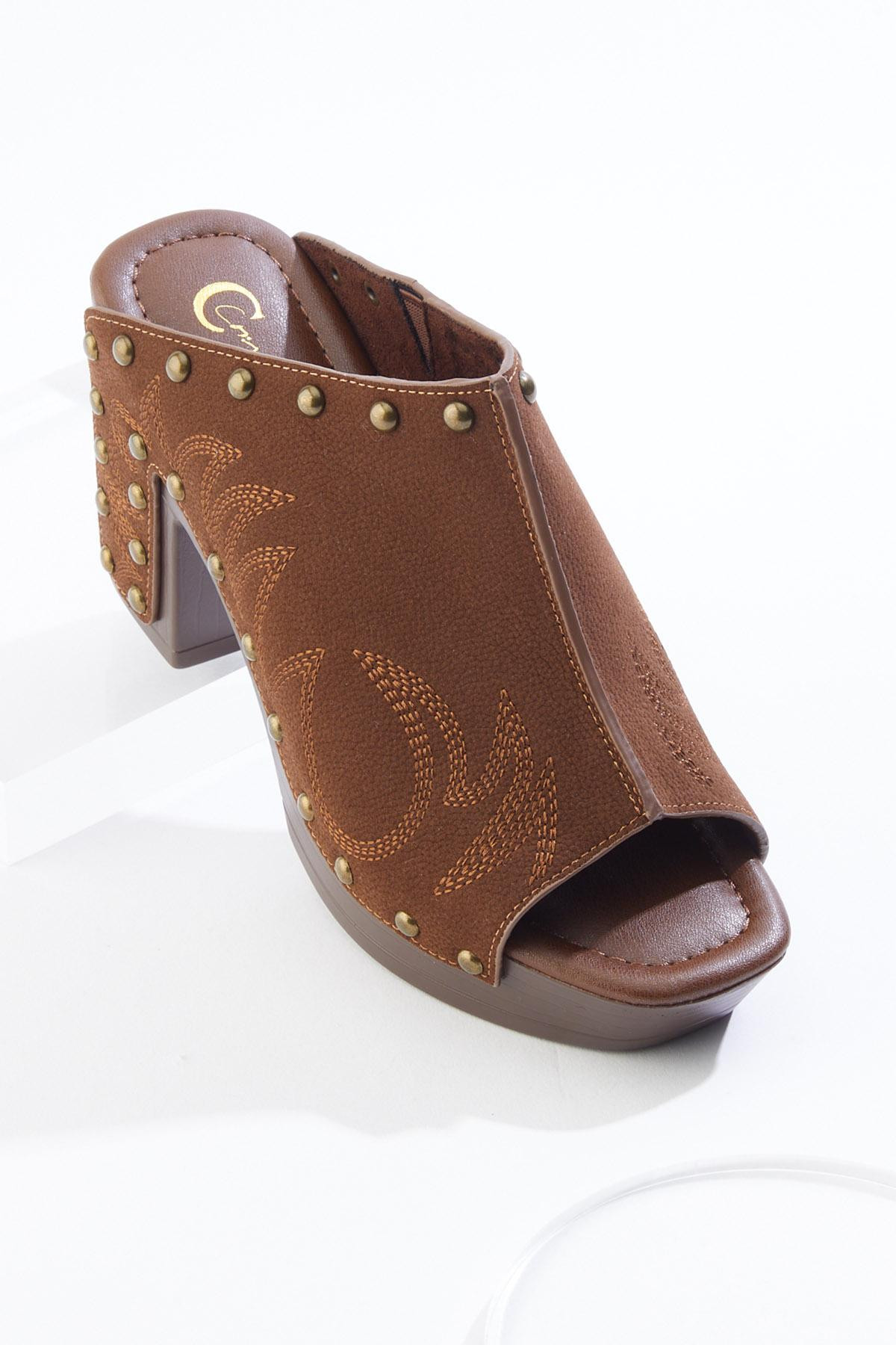 Stud Trim Faux Suede Platform Heels | Cato Fashions