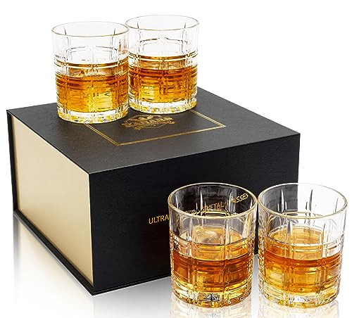KANARS Crystal Whiskey Glasses - 10 Oz Rock Glasses in Luxury Gift Box - Set of 4 Lowball Bourbon Glass Tumbler for Birthday, Wedding Anniversary, Christmas and Retirement | Amazon (US)