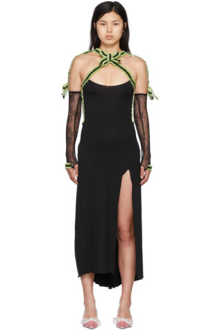 SSENSE Exclusive Black & Green Midi Dress | SSENSE