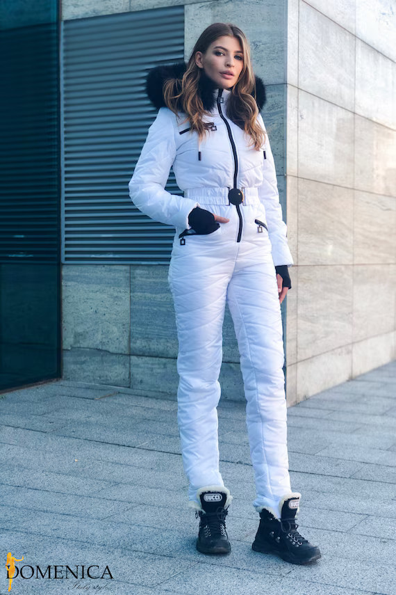 Women Ski jumpsuit white Ski overall bright Ski jumpsuit Ski Winter suit Snowboarding suit Winter... | Etsy (US)