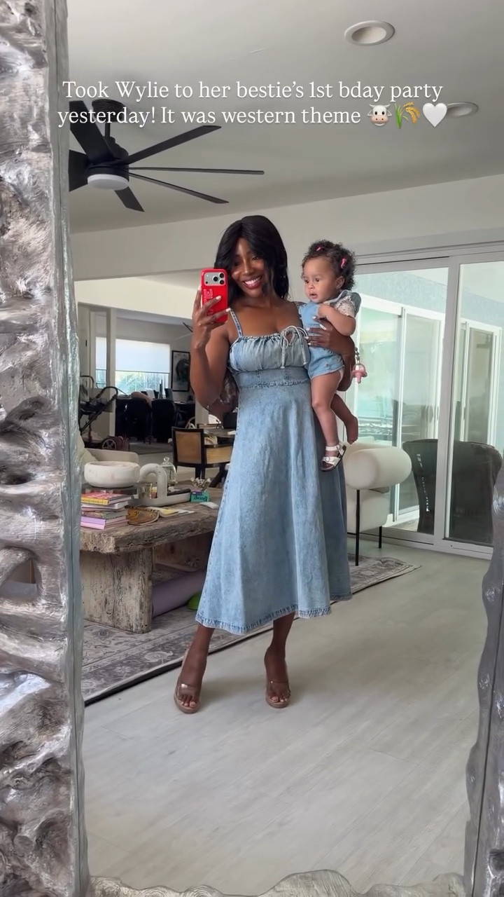 Took Wylie to her bestie’s 1st bday party yesterday! It was western theme 🐮🌾🤍

Cottage core corset denim midi dress, denim dress, jean dress, spring dress, corset dress, mom outfit, Whitney Wiley, spring outfit, vici collection, 

#LTKmomlife #LTKSaleAlert #LTKootd