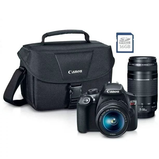 Canon Black EOS Rebel T6 Digital SLR Camera with 18 MegaPixels, 18-55mm & 75-300mm Lenses Include... | Walmart (US)