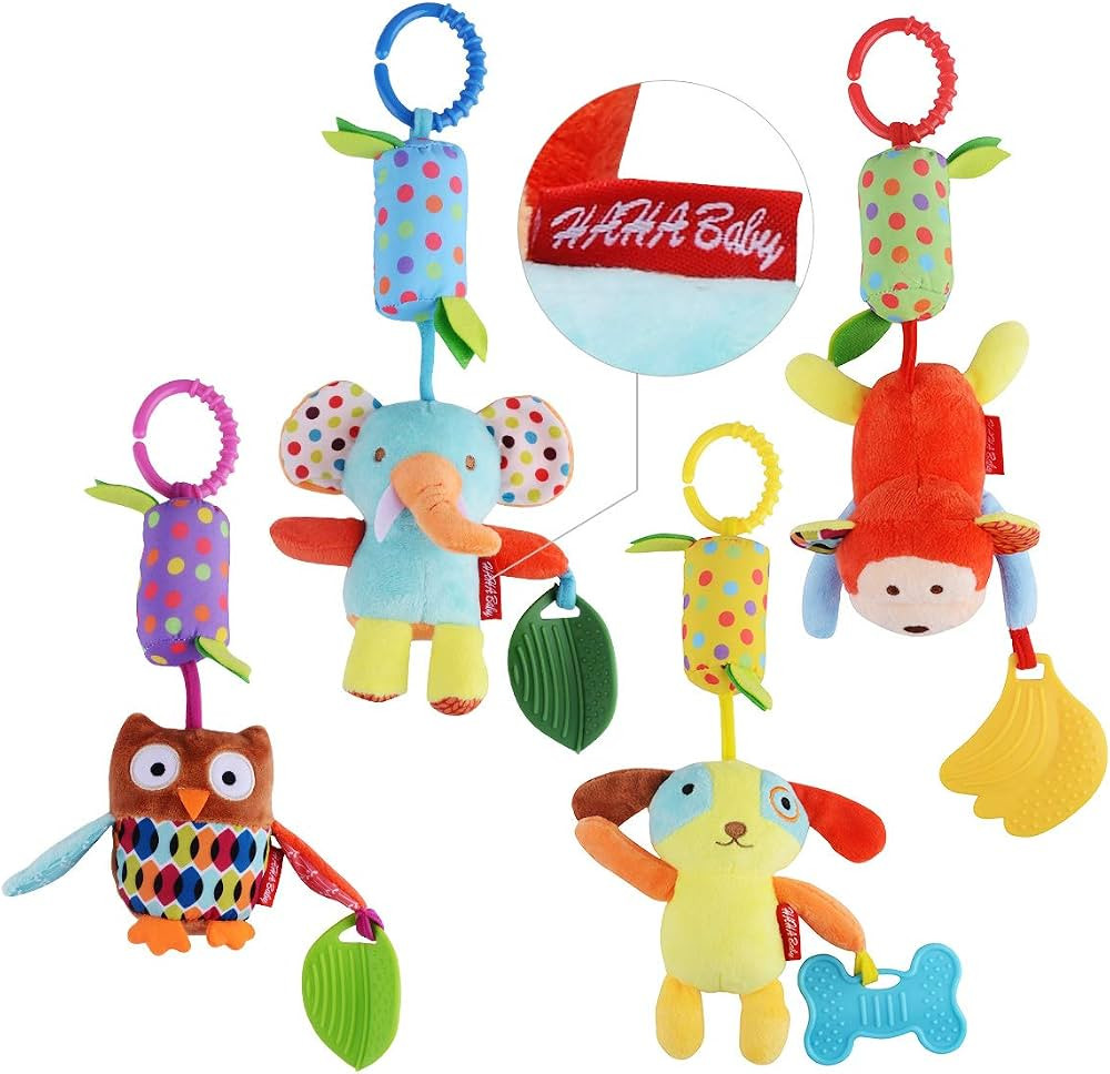 Toys for 0 3 6 9 to 12 Months, Soft Hanging Crinkle Squeaky Sensory Learning Toy Infant Newborn S... | Amazon (US)