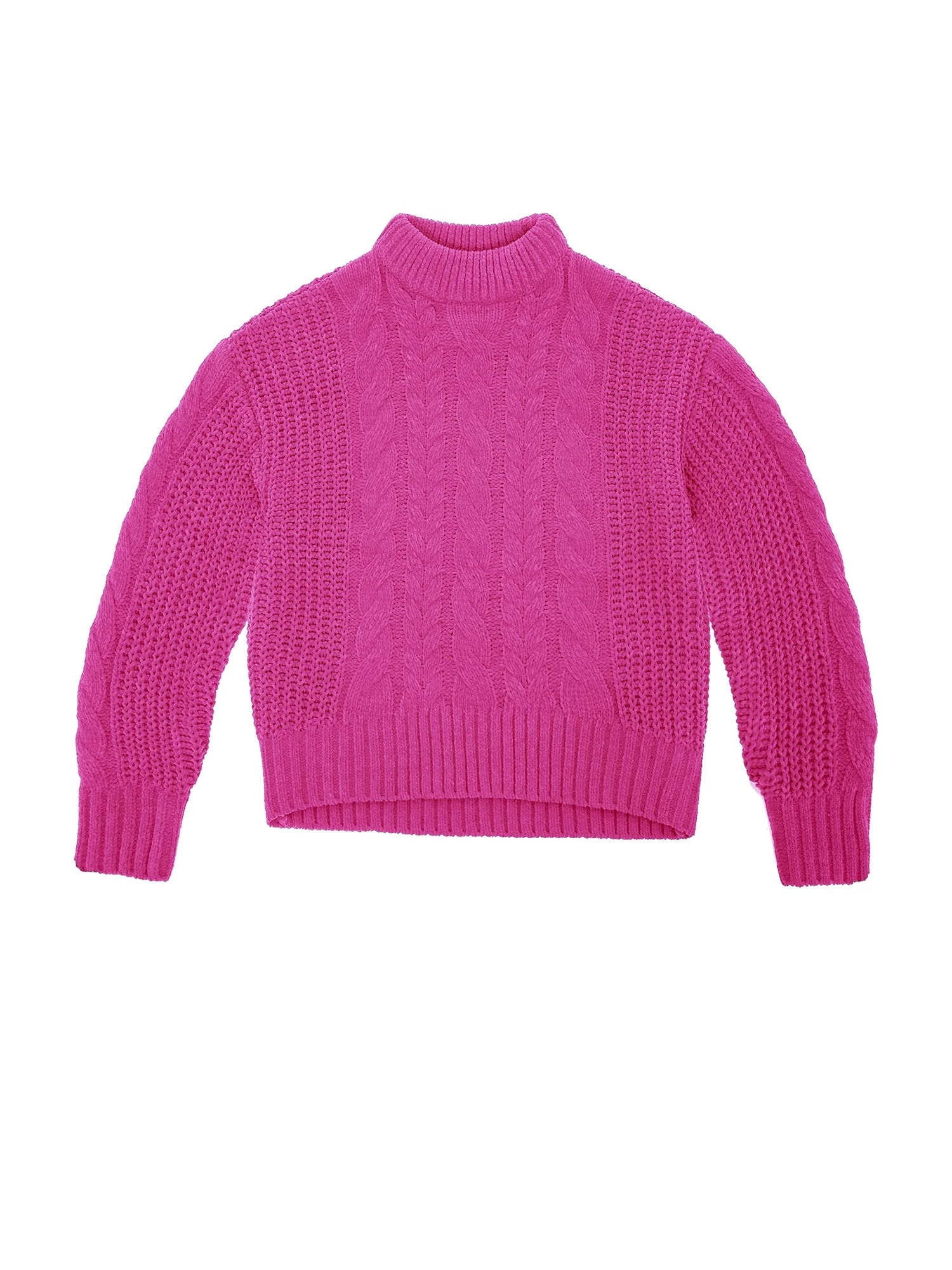 Wonder Nation Girls Chenille Cable Sweater, Sizes 4-18 & Plus | Walmart (US)