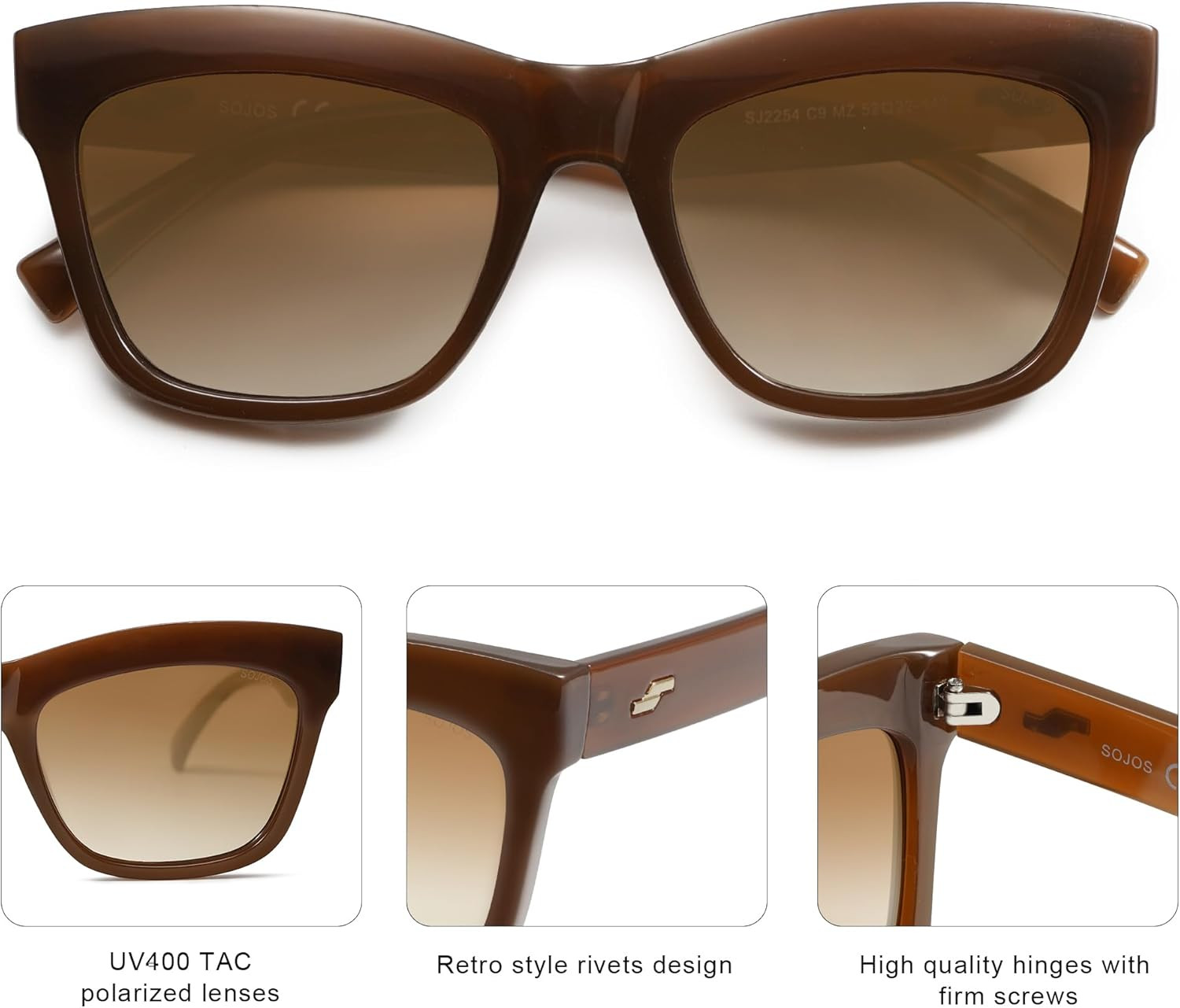 SOJOS Retro Rectangular Cat Eye Polarized Sunglasses for Women Classic Trendy Stylish Sunnies SJ2... | Amazon (US)