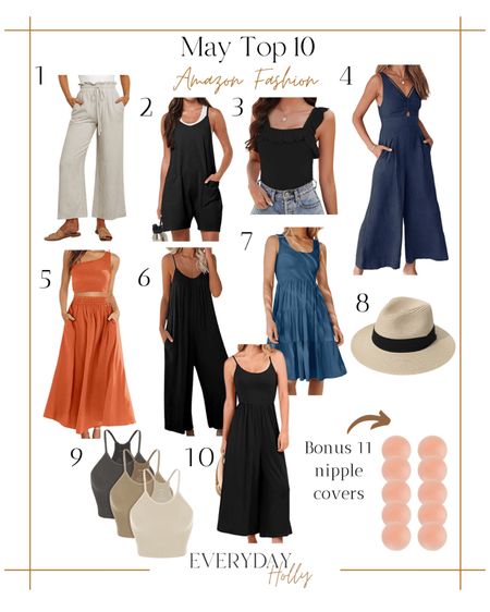 NEW TOP 10 WRAP UP!! ✨ 
All the top selling Amazon fashion items from May! 
Get all links & details at: www.everydayholly.com

Amazon  amazon fashion  rompers  jumpsuits  beach hats  summer outfit inspo  dresses womens outfits 

#LTKunder50 #LTKstyletip