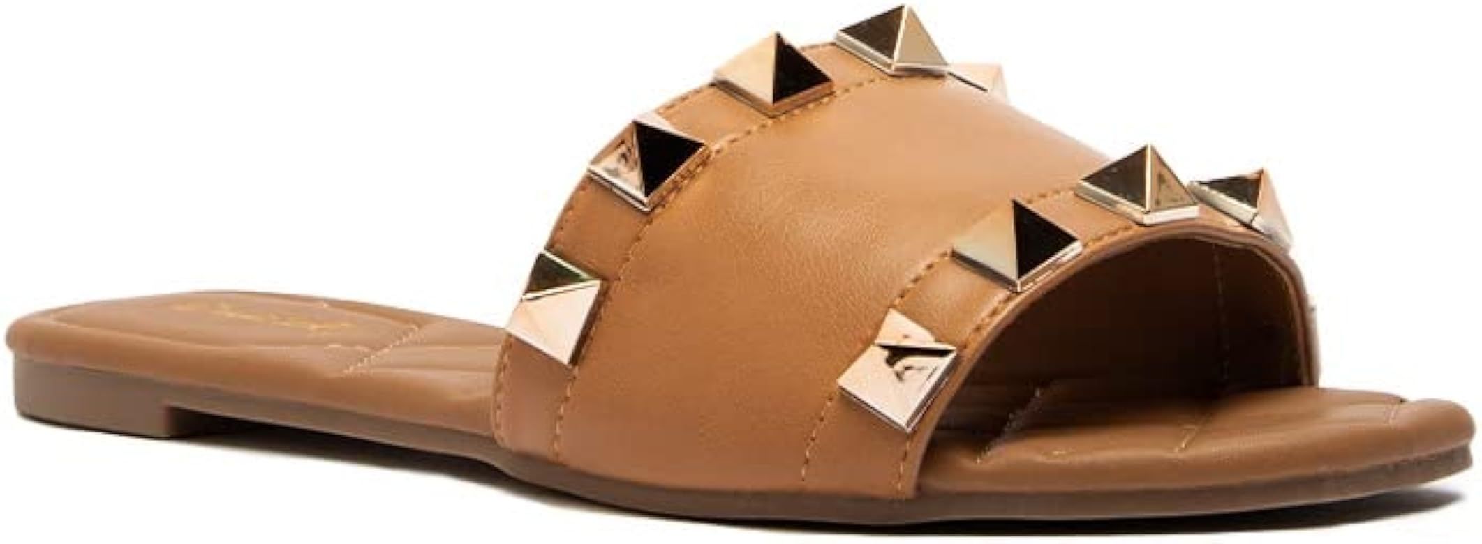 Qupid Sandals Slides for Women, Studded Womens Mules Slip On Shoes | Amazon (US)