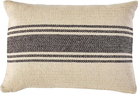 Creative Co-Op Throw Pillow, Natural with Black Stripes | Amazon (US)