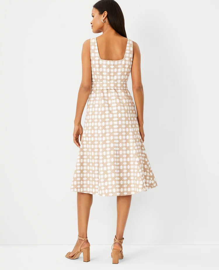 Rattan Print Belted Flare Dress | Ann Taylor (US)