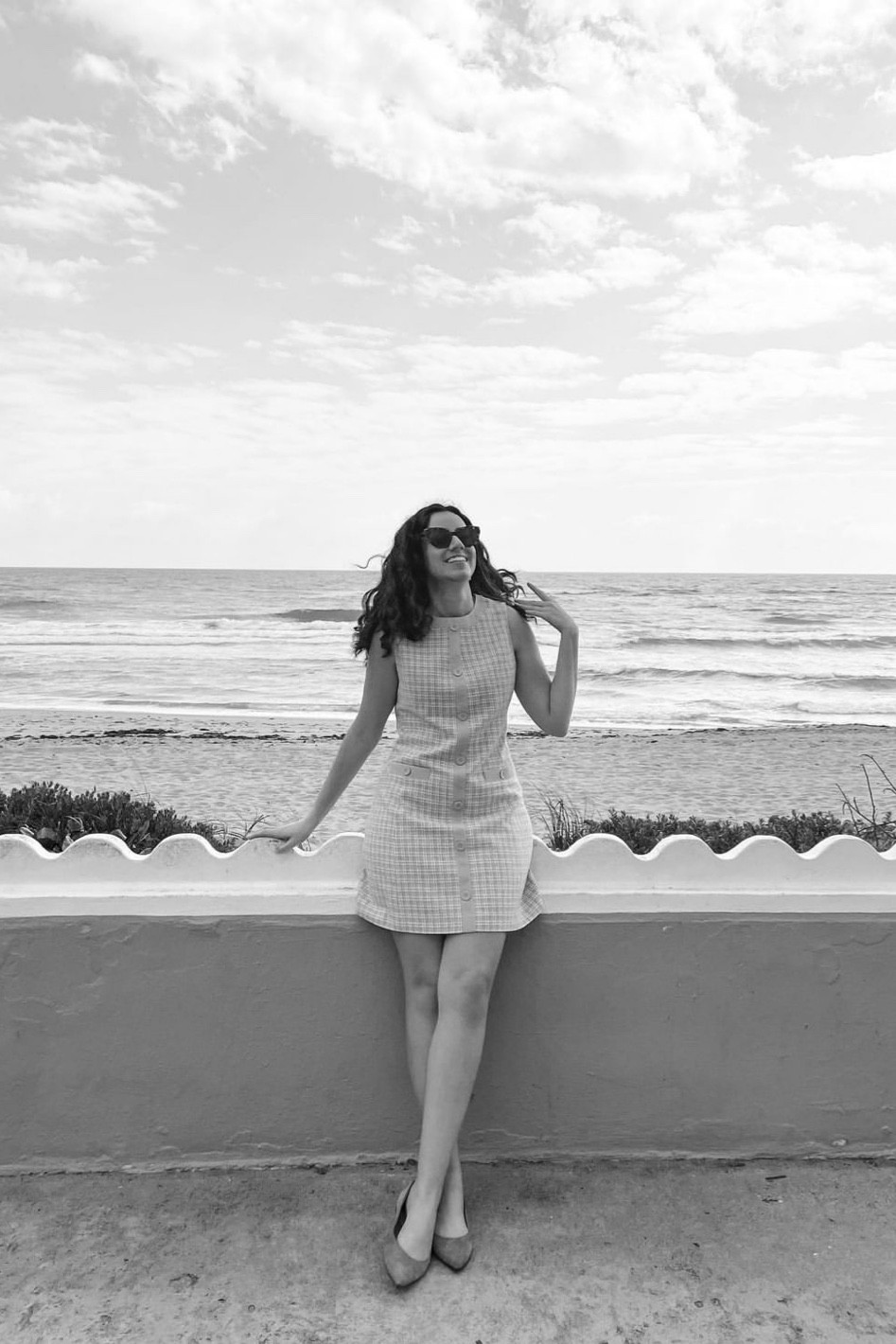 Mod vintage style plaid mini dress with Sam Edelman flats and cat eye sunglasses. Beach style. Business casual. Amazon dress. J. Crew sunglasses. Vintage style dress. 60s style dress  

#LTKunder100 #LTKsalealert #LTKtravel