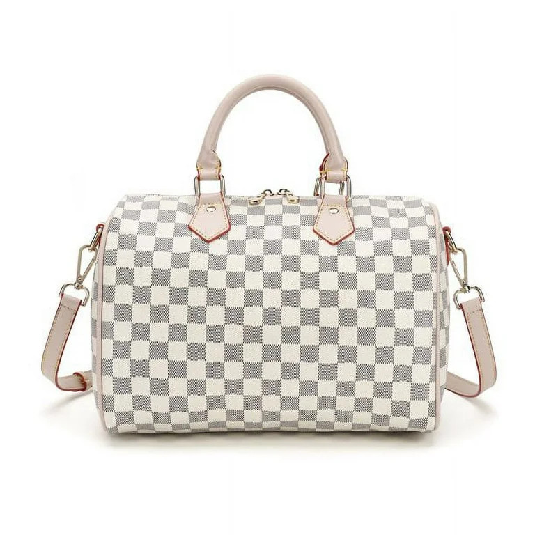 Women’s Checkered Tote Shoulder Bag PU Leather Handbags Fashion Ladies Purses Satchel Messenger... | Walmart (US)