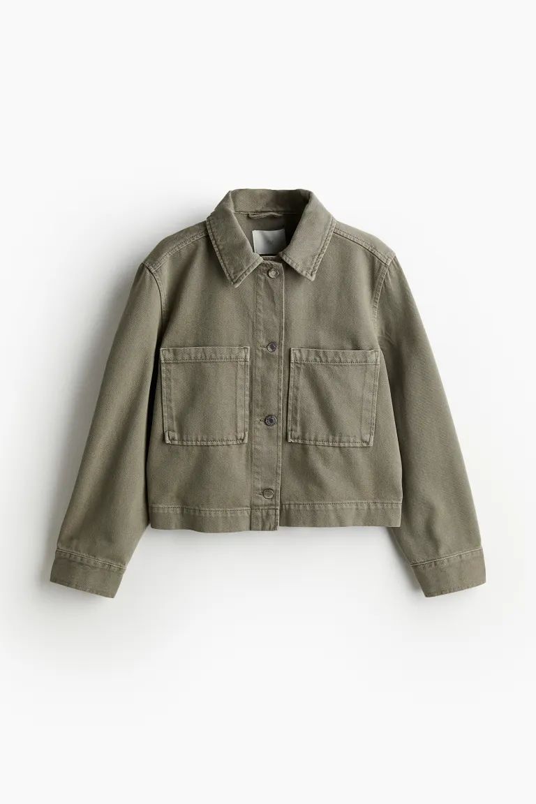 Short Twill Jacket - Khaki green - Ladies | H&M US | H&M (US + CA)