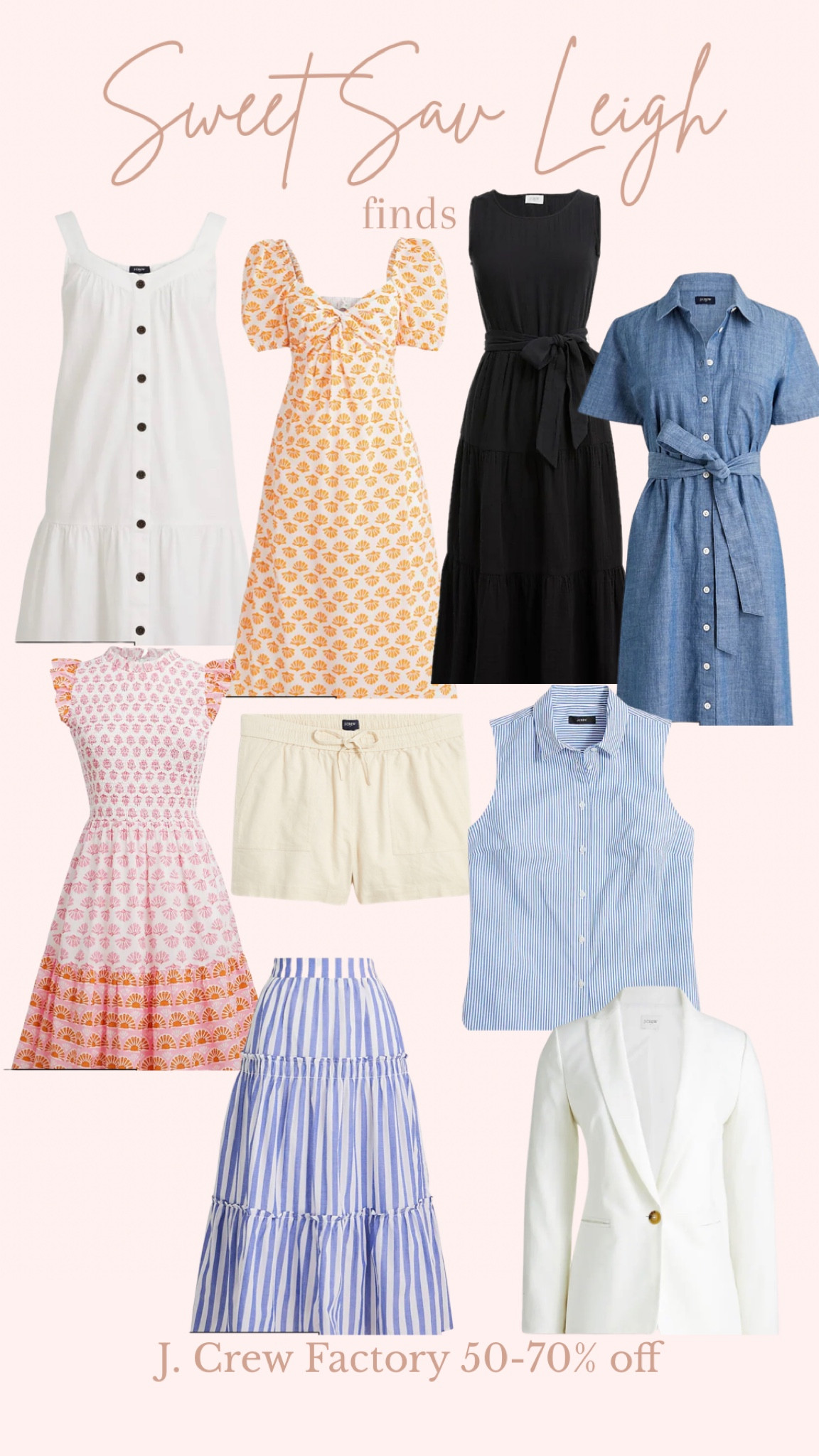 J. Crew Factory Memorial Day sale- 50-70% off site wide! 

#LTKSeasonal #LTKsalealert #LTKFind