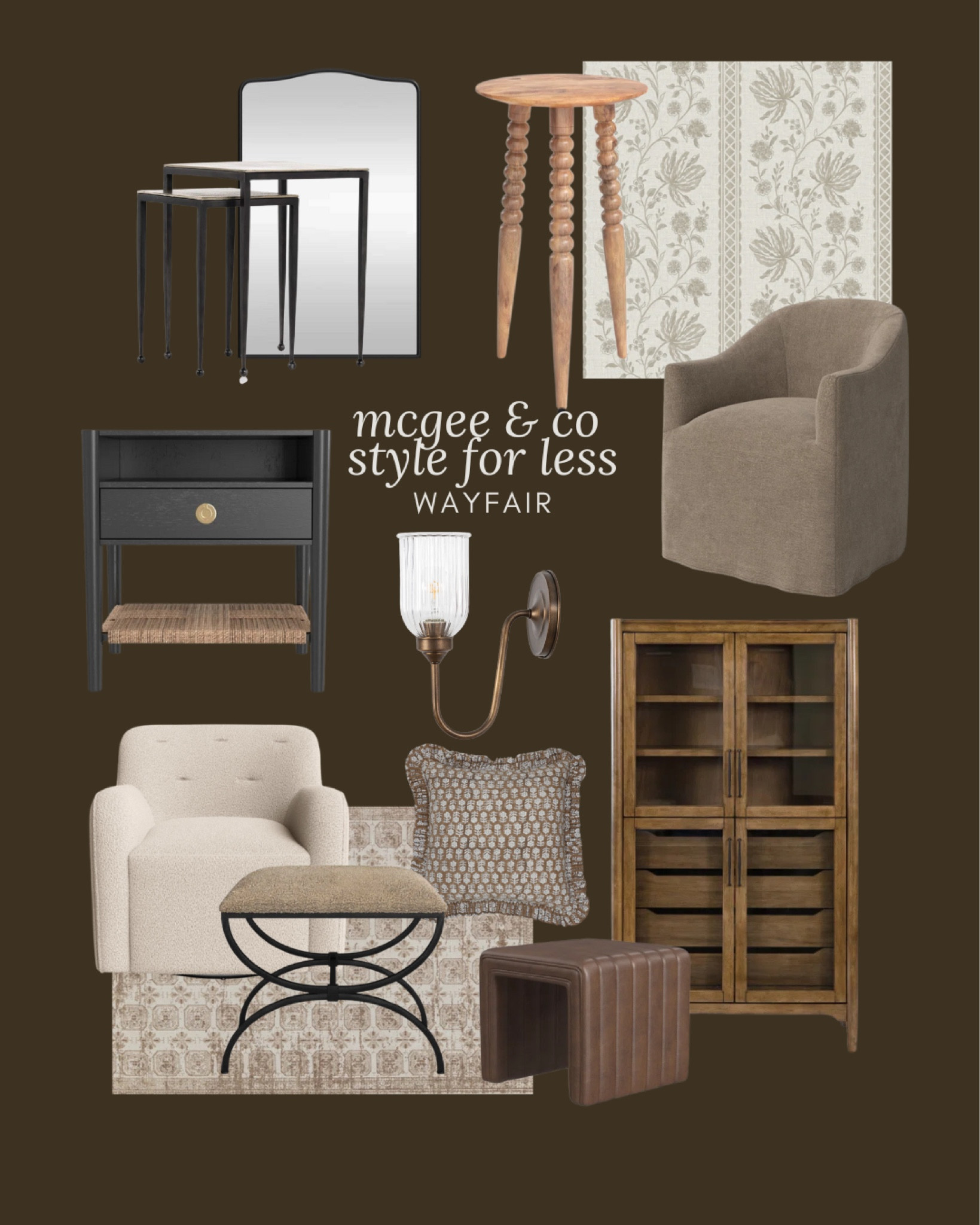 McGee and Co style from Wayfair, new cabinets, woven nightstand, this one is super pretty, but you will have to wait for it, upholstered, dining chair, nesting tables, framed, and ready Art, the sax and chair is very similar and you will save so much! I’m a wall mirror

#LTKSaleAlert #LTKStyleTip #LTKHome