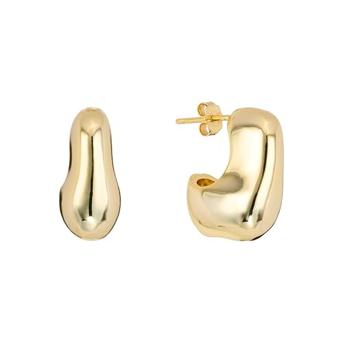 Amazon Essentials 14K Gold Over Brass 20mm Puff J Hoop Earrings | Amazon (US)