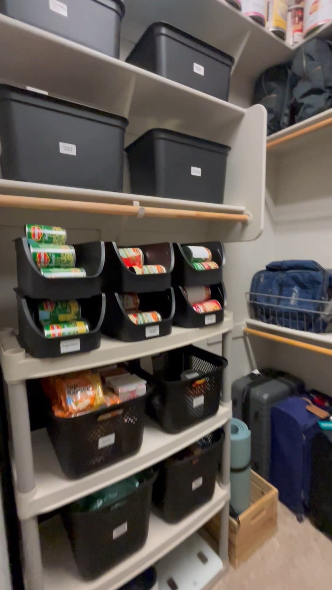 Utility Closet Organization, using bins from Target.