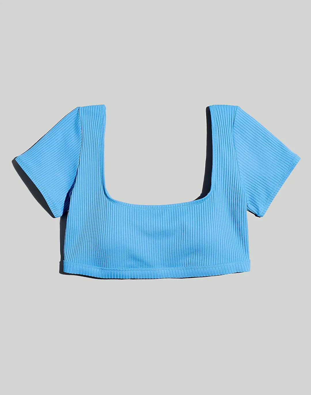 Ribbed Square-Neck Longline Bikini Top | Madewell