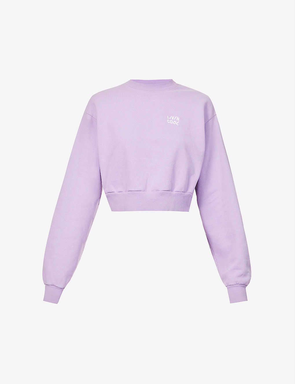 Brand-embroidered cropped cotton-jersey sweatshirt | Selfridges