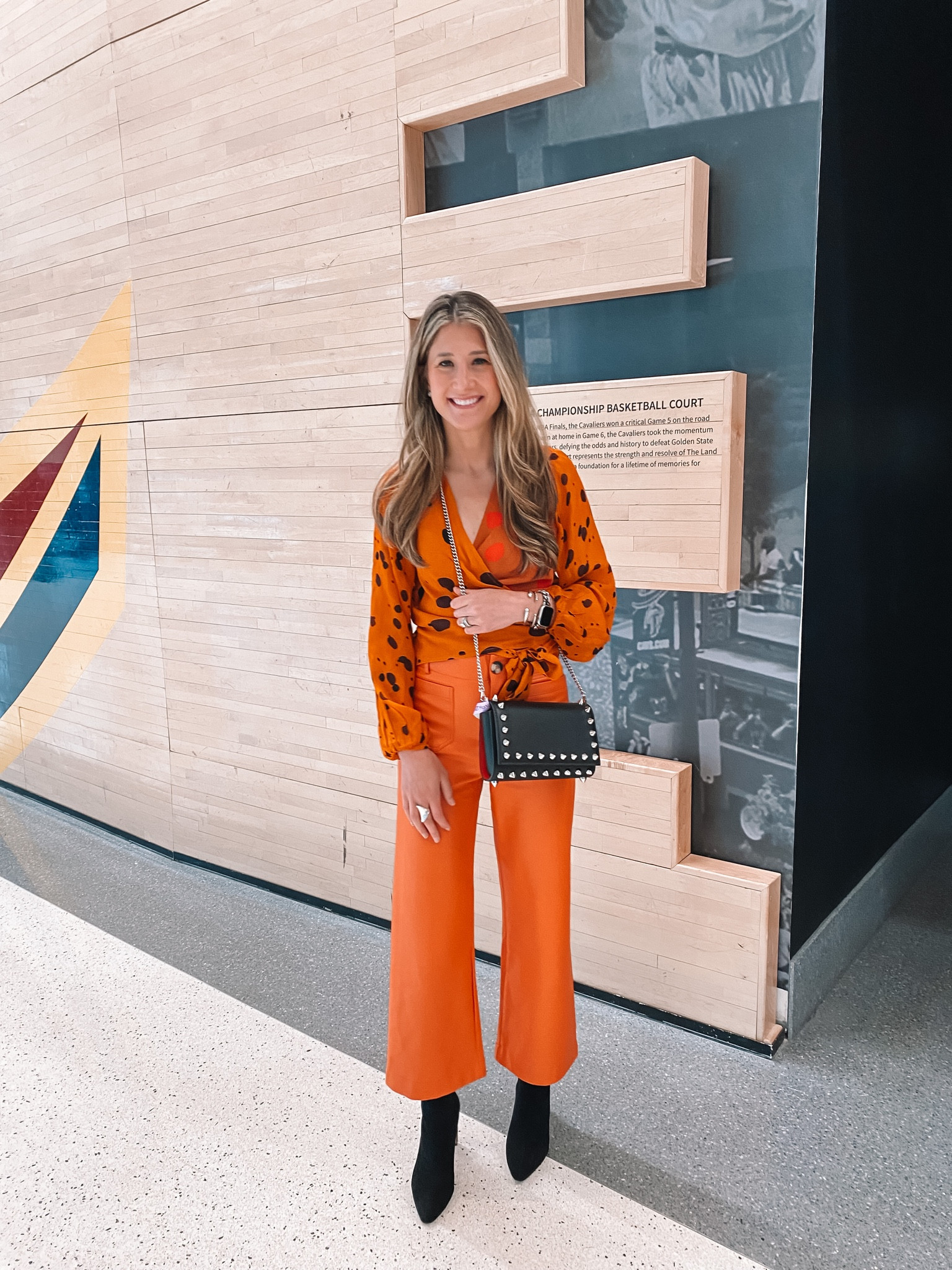 I’ve been loving this orange color this season.  The top is old but happened to match perfectly.  The pants also come in a beautiful mint green color that I’ve been eyeing.  I’m wearing my true size 26 in the pants.  

Women’s summer style, Christian louboutin studded crossbody bag, booties are from Amazon and are very comfortable.  Women’s outfit ideas, vacation style 

#LTKshoecrush #LTKGiftGuide #LTKFind