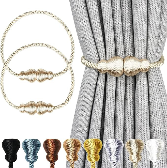 Magnetic Curtain Tiebacks Outdoor Curtain Tie Backs Rope Decorative Magnetic Curtain Holders for ... | Amazon (US)
