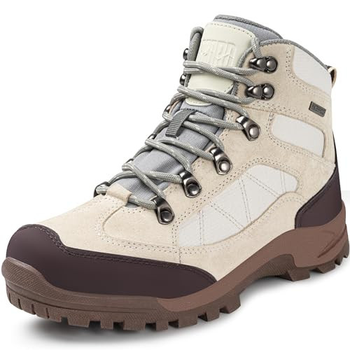 R CORD Women's Hiker Waterproof hiking Camping Boots Outdoor High-Traction Grip Backpacking Shoe Off-White Size 10 | Amazon (US)