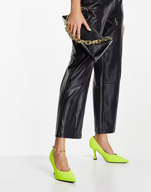 ASOS DESIGN Scout mid heel pumps in bright yellow | ASOS (Global)