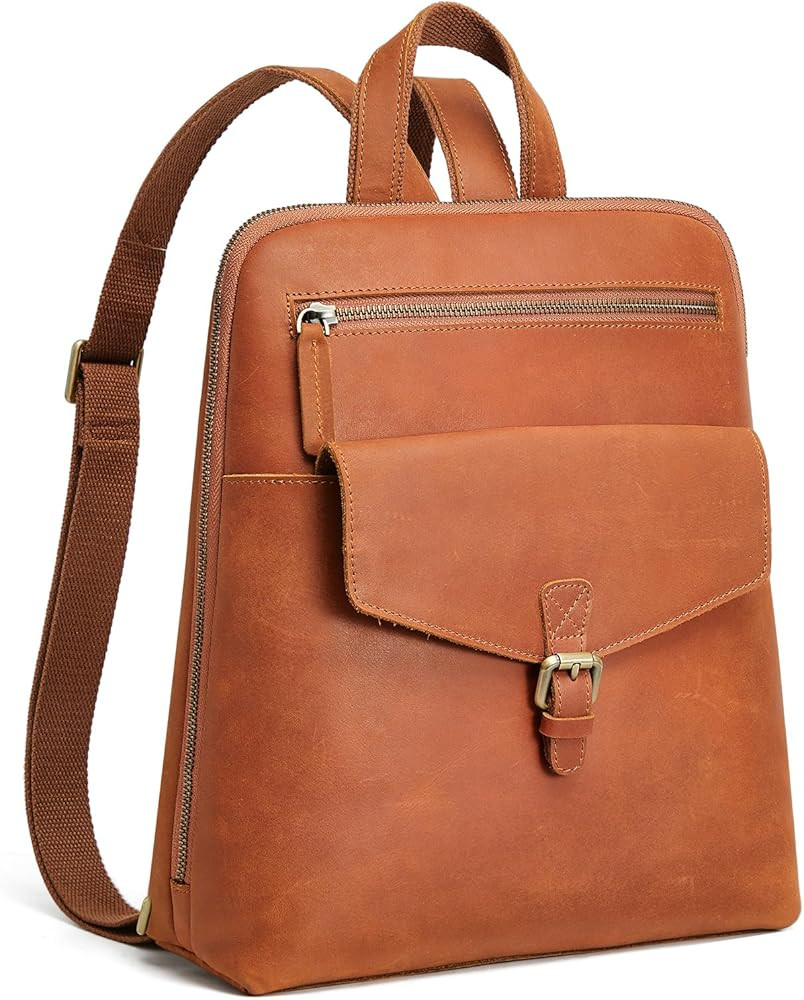 S-ZONE Small Leather Backpack Purse for Women Vintage Casual Daypacks Travel Rucksack Handbag | Amazon (US)