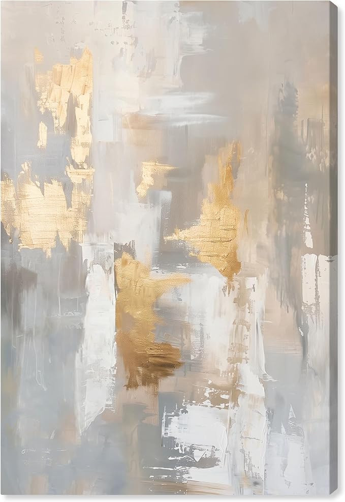 Caesar Grey Canvas Midcentury Abstract, Gallery Wrapped, 16" x 24" | Amazon (US)