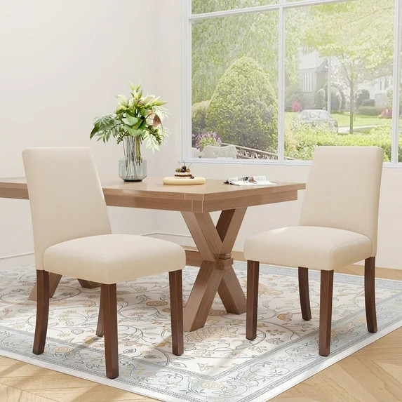 EOP Upholstered Dining Chairs Set of 2, Linen Fabric Dining Side Chairs, Farmhouse Dining Room Ch... | Walmart (US)