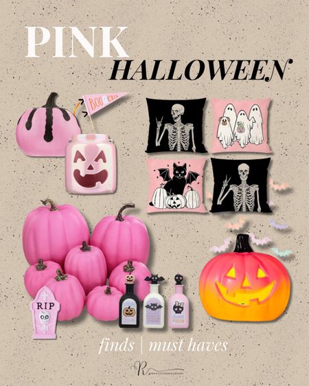 Pink Halloween decor| pink Halloween| pink pumpkin| pink Halloween pillows| pink Halloween candles| pink Halloween banner| boo crew| pink Halloween home decor. Amazon Halloween|WALMART Halloween|TARGET Halloween.