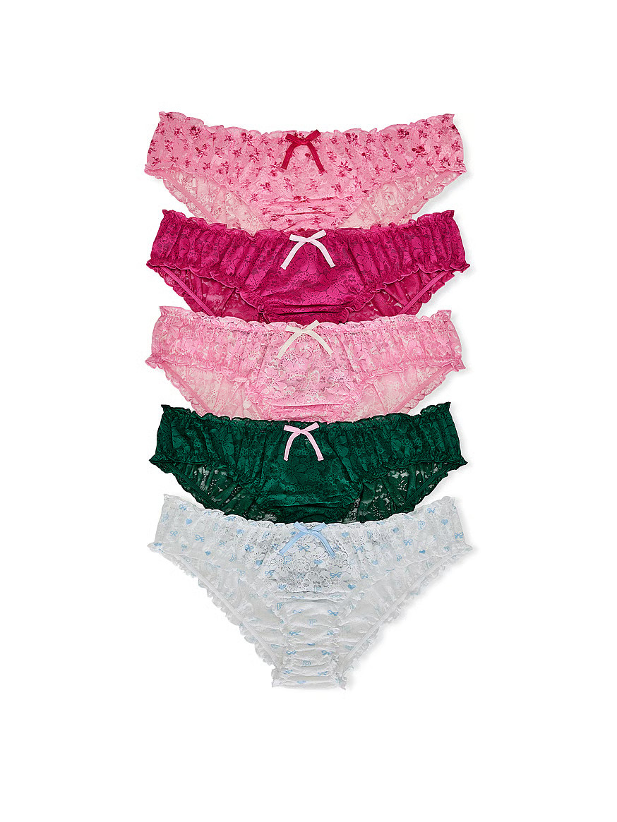 Buy PINK x LoveShackFancy Holiday Bow 5-Pack Cheeky Panties, Printed Lace Pack - Order Panties on... | Victoria's Secret (US / CA )
