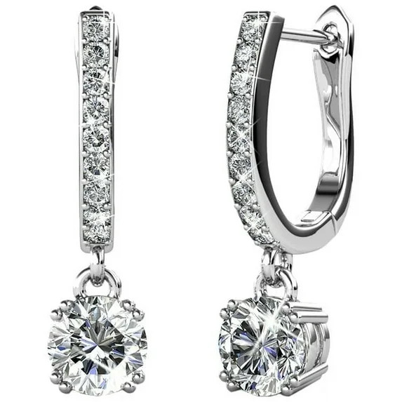 Cate & Chloe McKenzie 18k White Gold Plated Drop Dangle Earrings with Swarovski Crystals for Wome... | Walmart (US)