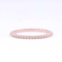 1.2mm Beaded Plain Wedding Band/14K Solid Gold Ring Stackable Tiny Midi Thin | Etsy (US)