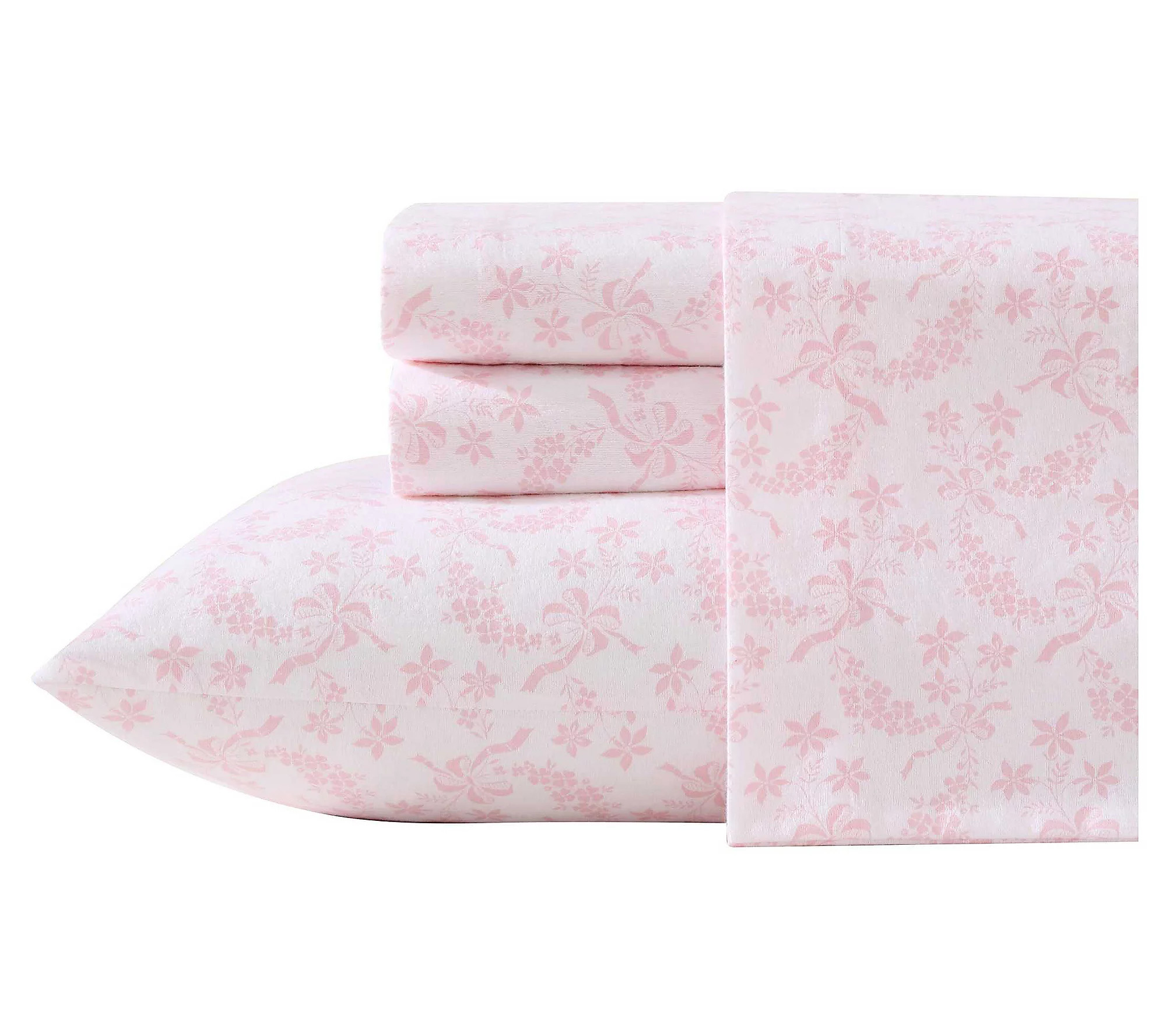 Laura Ashley Antoinette Pink Cotton Percale Kin g Sheet Set | QVC