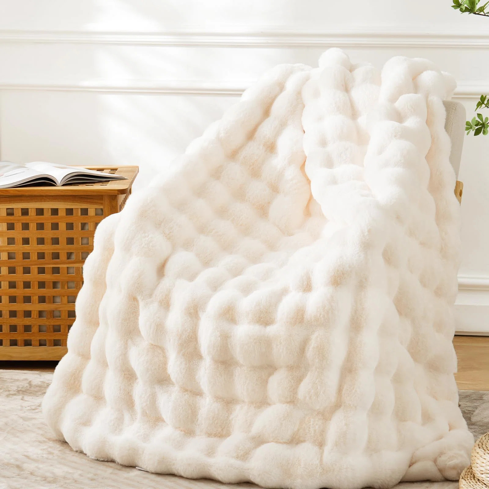 Winter Style Long Plush Blanket Bedding Throw,Thick Warm Bubble Throw For Bed,Cozy Plush Reversib... | Wayfair North America