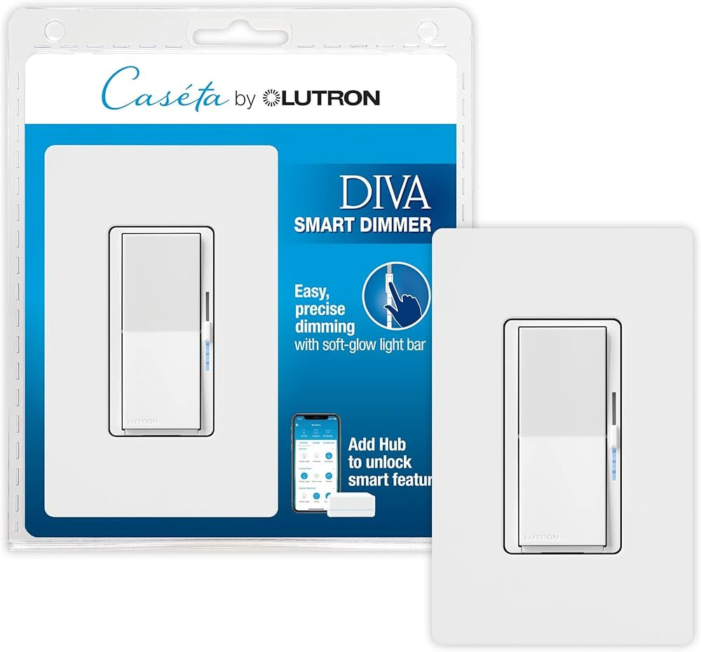 Lutron Diva Smart Dimmer Light Switch with Wallplate for Caseta Lighting (Lutron Smart Hub Requir... | Amazon (US)