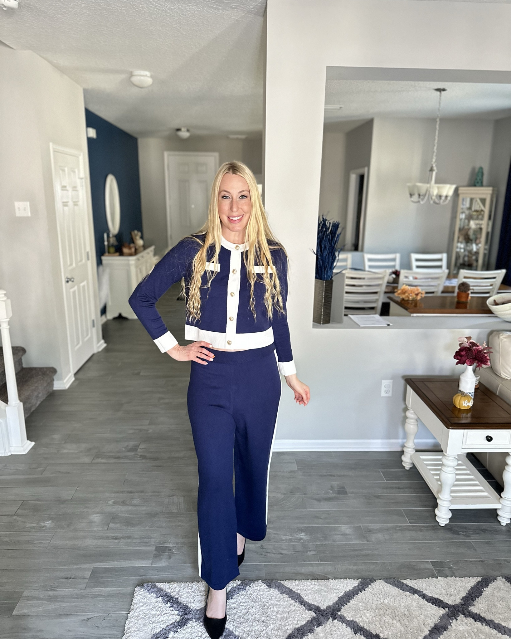 Navy and White Set
💙 beautiful knit set, stretchy and comfortable
💙 wearing size small, fits true to size 

#LTKStyleTip #LTKWorkwear #LTKFindsUnder50