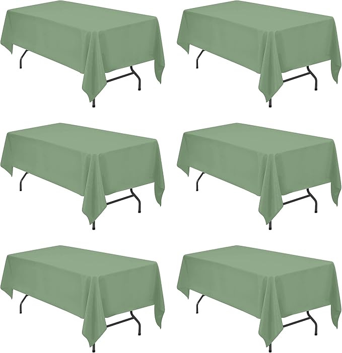 BRILLMAX 6 Pack Sage Green Tablecloths for 6 Foot Rectangle Tables 60 x 102 Inch - 6ft Rectangula... | Amazon (US)