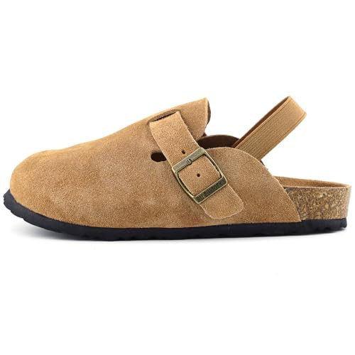 Kids Suede Clogs Toddler Clogs Boys Girls Sandals Cork Adjustable Buckle Mules(Brown,4-5 Toddler) | Amazon (US)