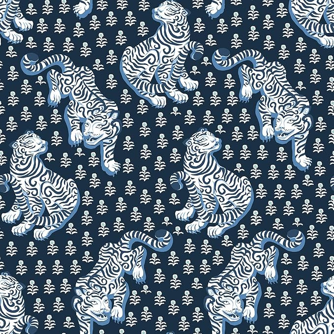 NuWallpaper x Printfresh Navy Tiger Queen Peel and Stick Wallpaper, PFS6106 | Amazon (US)