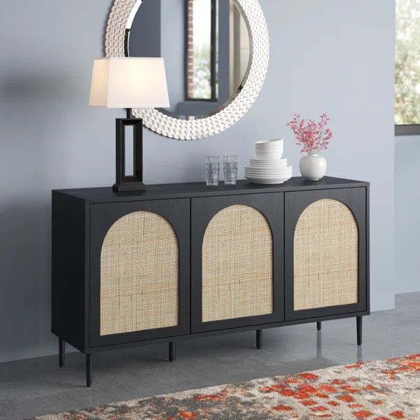 Castyn 56" Wide Rattan Door Sideboard with Adjustable Shelves | Wayfair North America