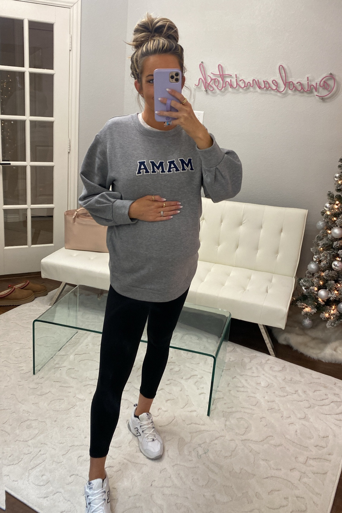 Mama maternity sweatshirt, black leggings, amazon find, white sneakers, amazon

#LTKbump #LTKunder50 #LTKstyletip