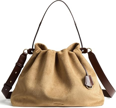 BOSTANTEN Slouchy Hobo Bag for Women Drawstring Crossbody Shoulder Purse | Amazon (US)