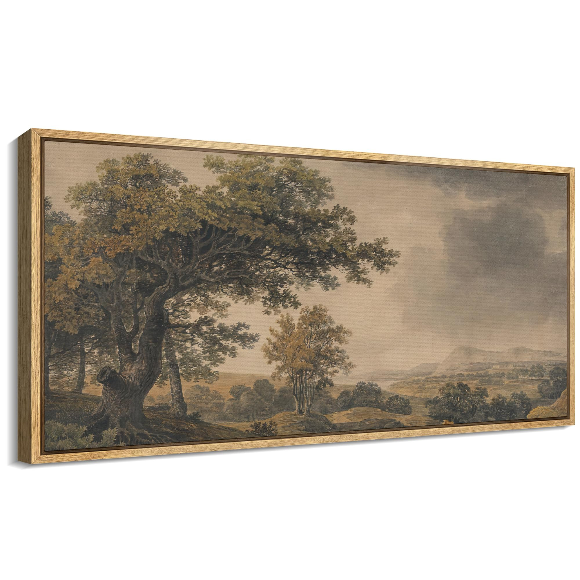SIGNFORD Extra Large Framed Canvas Print Wall Art Pastoral Countryside Landscape with Trees Illustrations Modern Art Calm Warm for Living Room, Bedroom, Office - 60"x30" | Amazon (US)